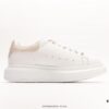 McQueen Sole Leather Sneakers, Low-top Fashion Platform Casual White Shoes
