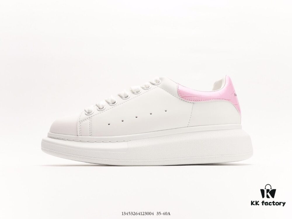 Alexander McQueen Sole Leather Sneakers, Low-top Fashion Platform Casual White Shoes