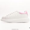 Alexander McQueen Sole Leather Sneakers, Low-top Fashion Platform Casual White Shoes