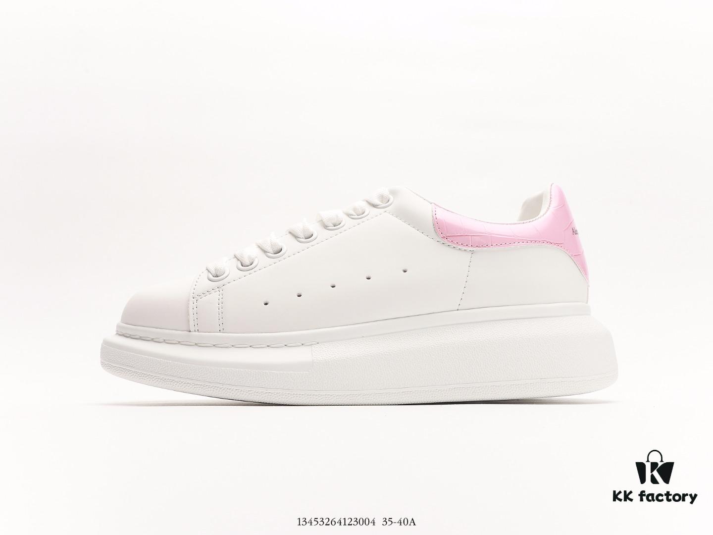Alexander McQueen Sole Leather Sneakers, Low-top Fashion Platform Casual White Shoes