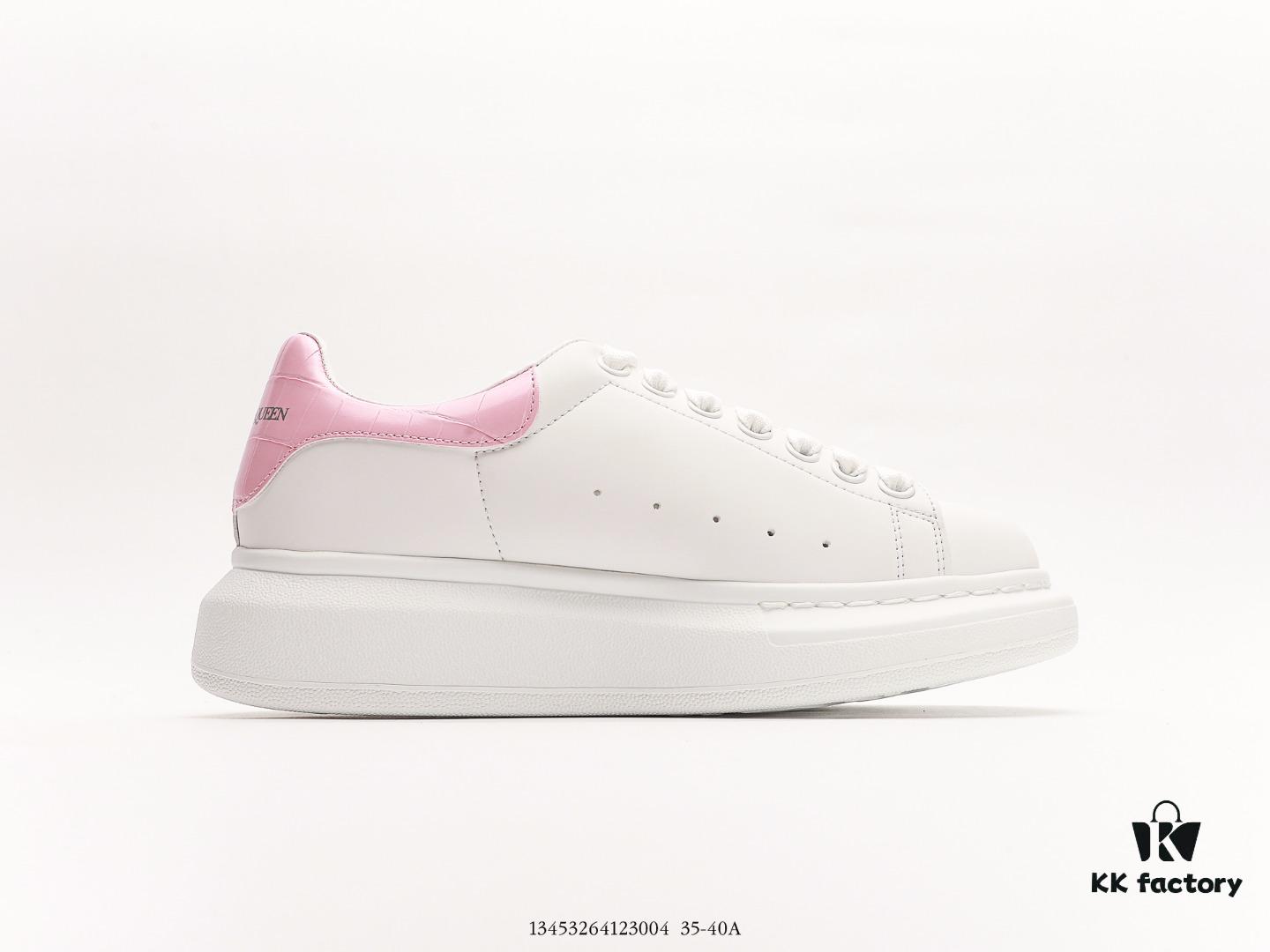 Alexander McQueen Sole Leather Sneakers, Low-top Fashion Platform Casual White Shoes