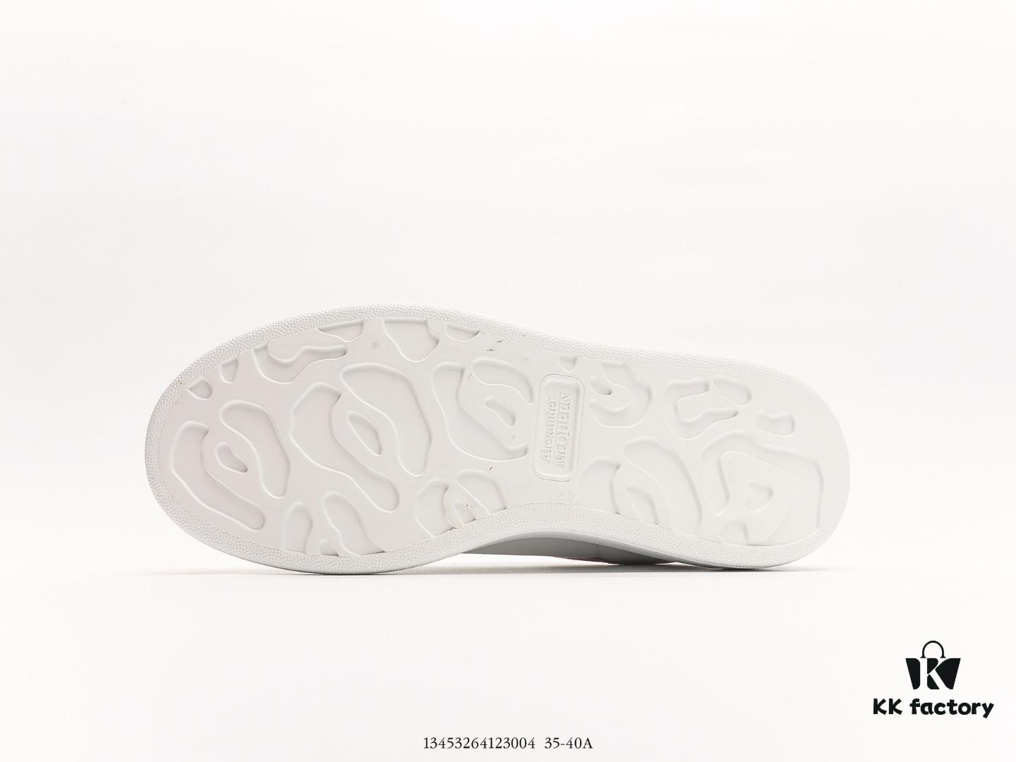 Alexander McQueen Sole Leather Sneakers, Low-top Fashion Platform Casual White Shoes