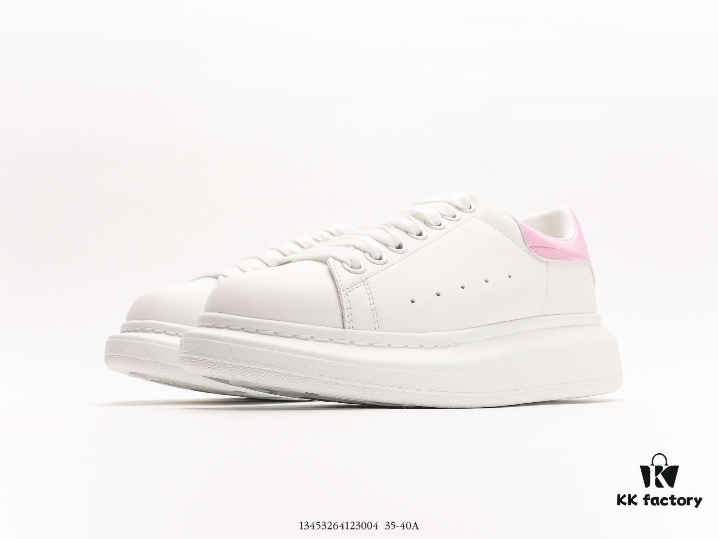 Alexander McQueen Sole Leather Sneakers, Low-top Fashion Platform Casual White Shoes