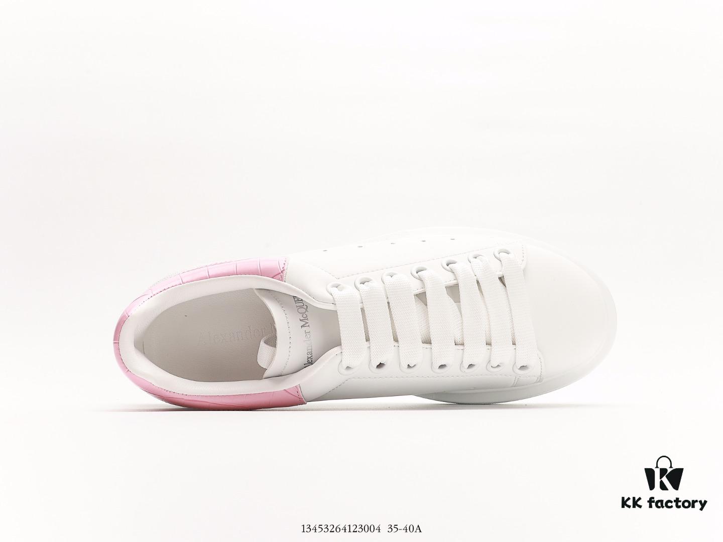 Alexander McQueen Sole Leather Sneakers, Low-top Fashion Platform Casual White Shoes