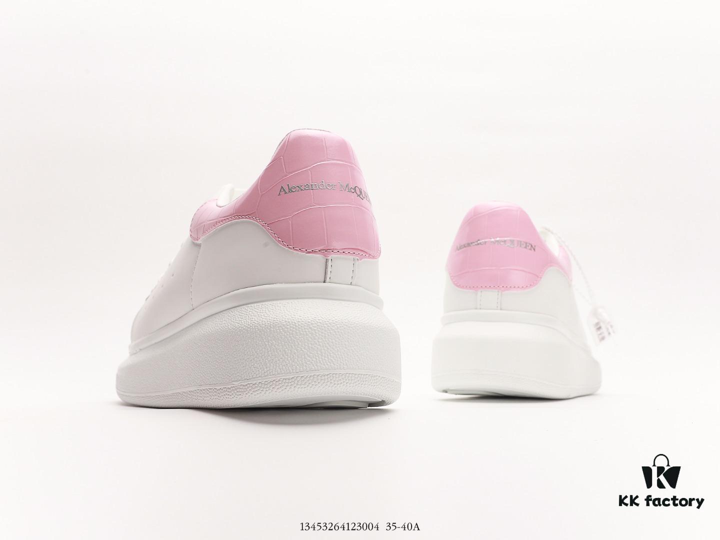 Alexander McQueen Sole Leather Sneakers, Low-top Fashion Platform Casual White Shoes