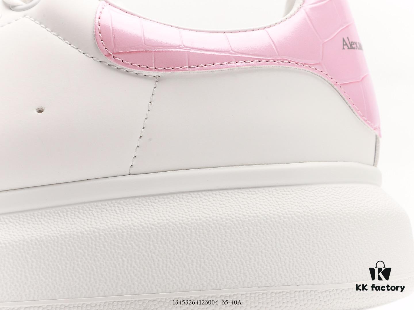 Alexander McQueen Sole Leather Sneakers, Low-top Fashion Platform Casual White Shoes