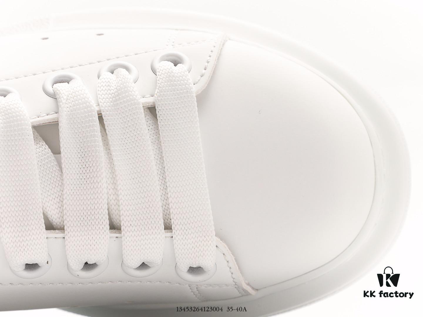 Alexander McQueen Sole Leather Sneakers, Low-top Fashion Platform Casual White Shoes