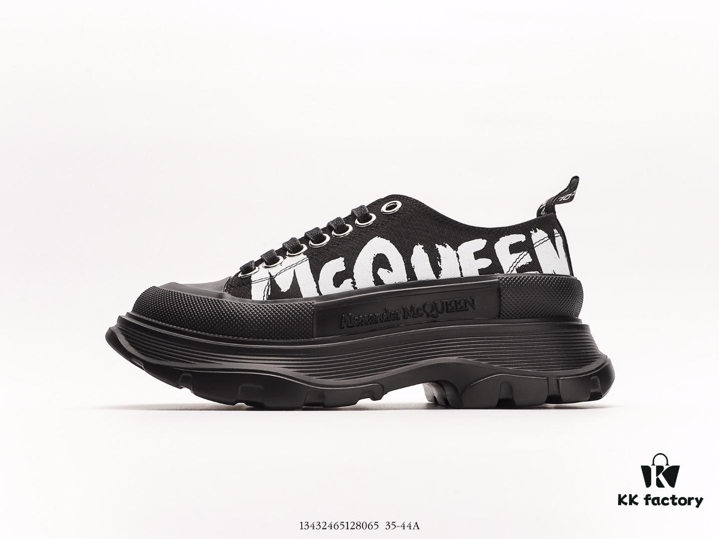 Alexander McQueen Platform Canvas Shoes 2020 New Arrival Height Increasing Thick Sole Sneakers Official Release Correct Version Full Cowhide Lining Durable Comfortable 5cm Thick Sole