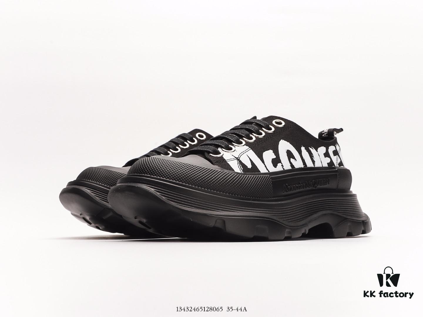Alexander McQueen Platform Canvas Shoes 2020 New Arrival Height Increasing Thick Sole Sneakers Official Release Correct Version Full Cowhide Lining Durable Comfortable 5cm Thick Sole