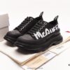 Alexander McQueen Platform Canvas Shoes 2020 New Arrival Height Increasing Thick Sole Sneakers Official Release Correct Version Full Cowhide Lining Durable Comfortable 5cm Thick Sole