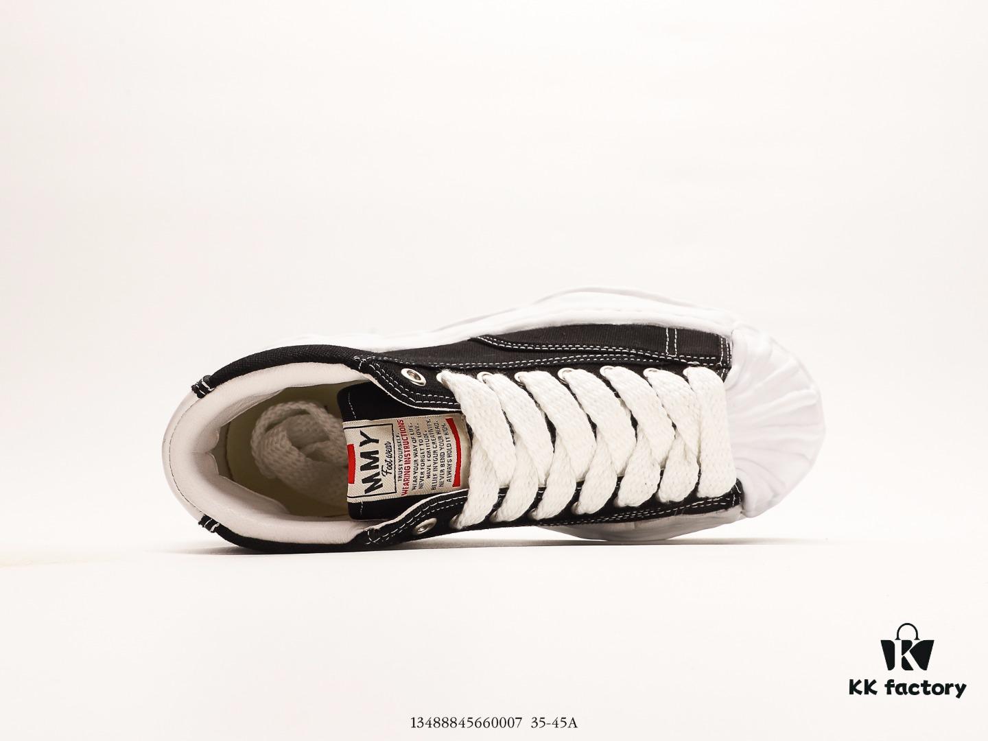 MMY Maison MIHARA YASUHIRO Wayne Original Sole Leather Low Sneaker - Shell-Toe Inspired Distorted Ice Cream Design, Newly Developed Dual-Molded Single-Phase Foamed EVA Midsole with Ventilation Holes, Integrated Wear-Resistant RB Rubber Outsole, Full-Grain Top Layer Leather Upper