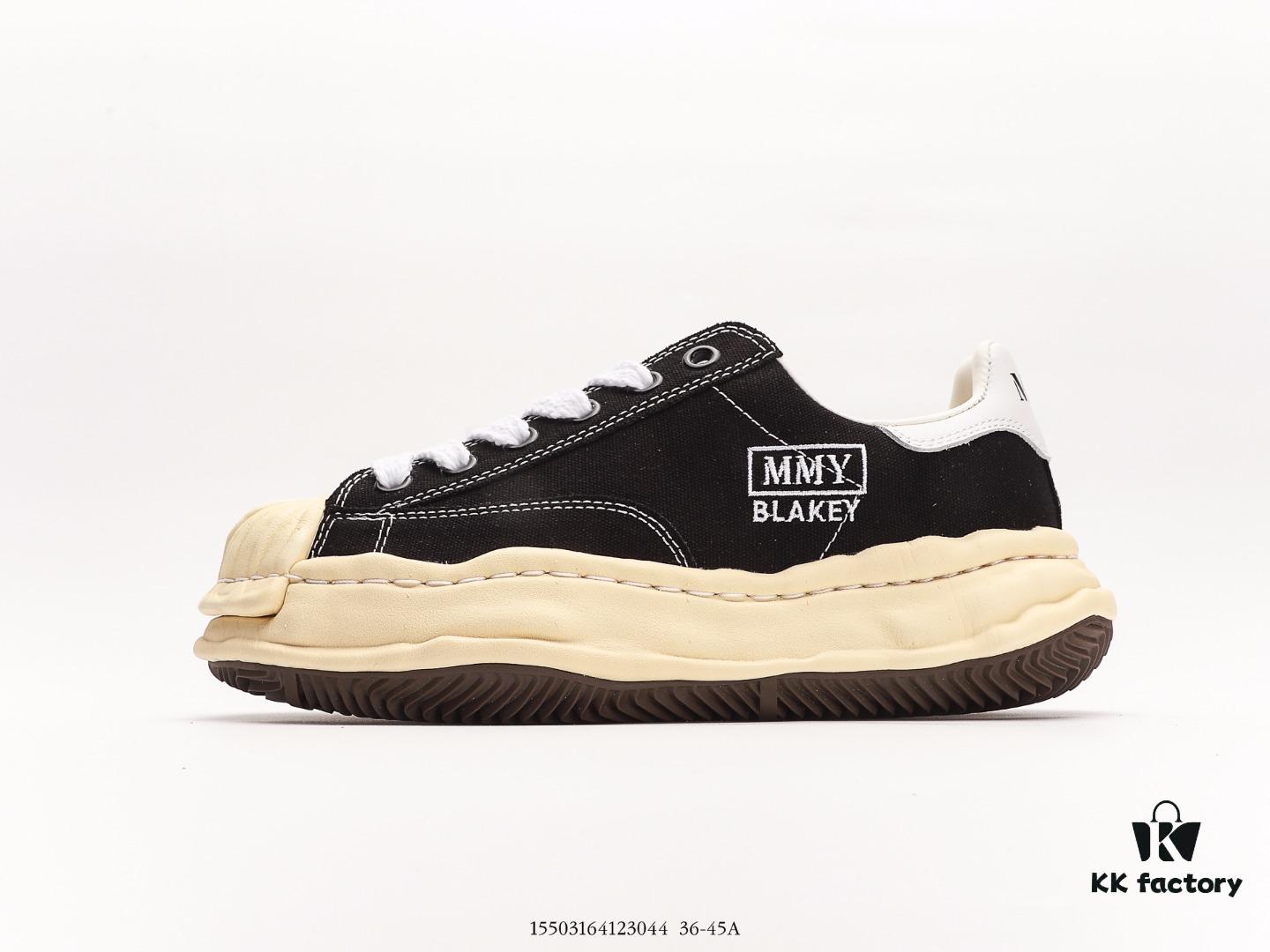 MMYMaison MIHARA YASUHIRO Wayne Original Sole Leather Low Sneaker, Shell-Toe Style Distorted Melting Ice Cream Design, Developed from Original Last and Pattern, Full-Grain Top Grain Leather Upper, Newly Developed Dual-Mold Single-Injection EVA Midsole with Ventilation Holes, Integrated Durable Rubber Outsole