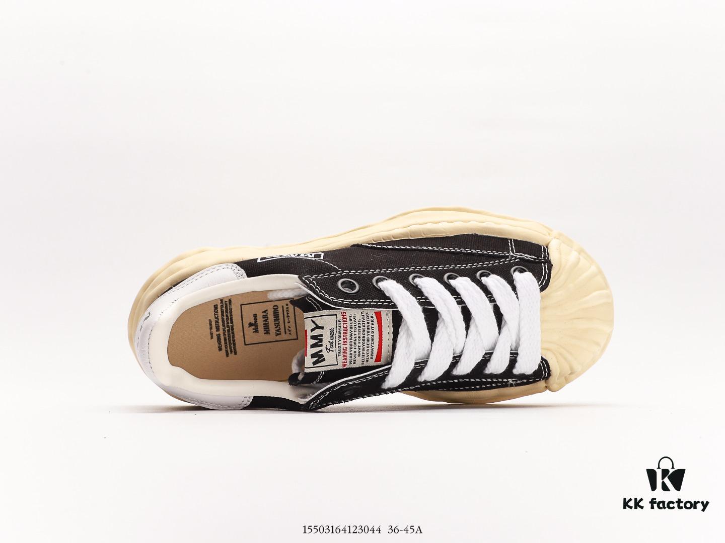 MMYMaison MIHARA YASUHIRO Wayne Original Sole Leather Low Sneaker, Shell-Toe Style Distorted Melting Ice Cream Design, Developed from Original Last and Pattern, Full-Grain Top Grain Leather Upper, Newly Developed Dual-Mold Single-Injection EVA Midsole with Ventilation Holes, Integrated Durable Rubber Outsole