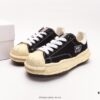 MMYMaison MIHARA YASUHIRO Wayne Original Sole Leather Low Sneaker, Shell-Toe Style Distorted Melting Ice Cream Design, Developed from Original Last and Pattern, Full-Grain Top Grain Leather Upper, Newly Developed Dual-Mold Single-Injection EVA Midsole with Ventilation Holes, Integrated Durable Rubber Outsole