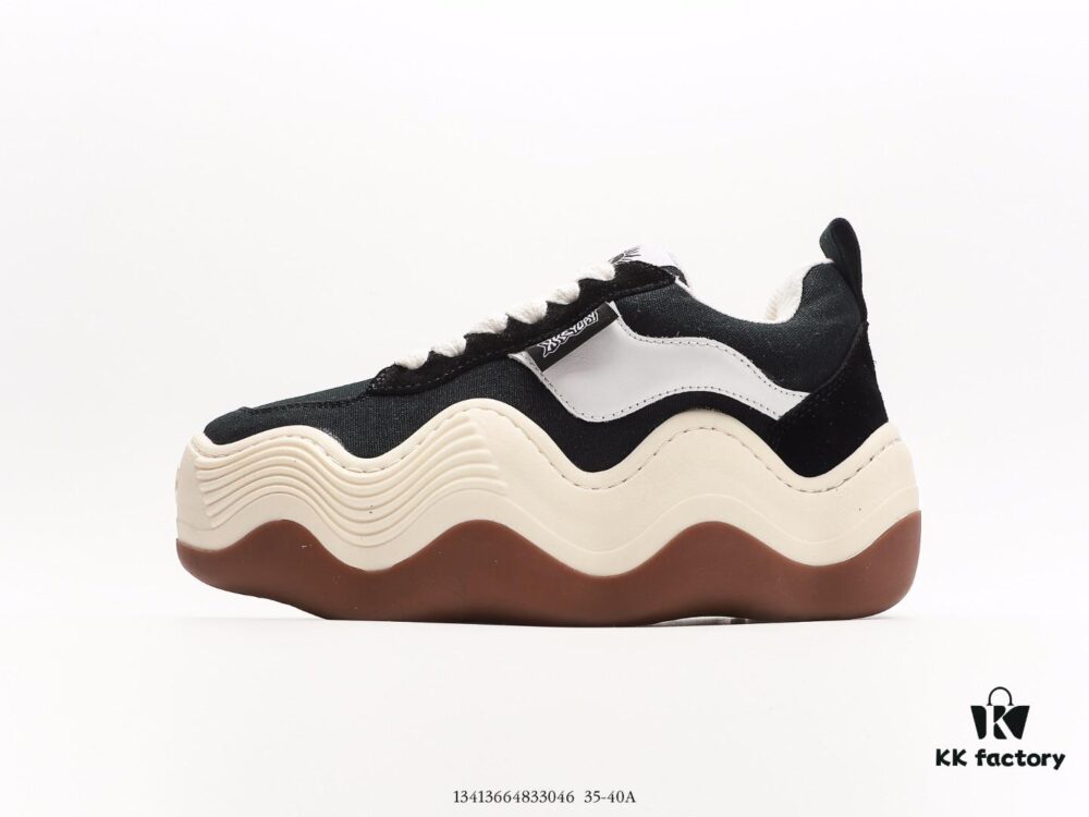 XKEYOAY Fashion Brand Maison MIHARA YASUHIRO Wayne Original Sole Leather Low Sneaker with Deformed Wavy Outsole, Versatile Casual Sports Skate Shoe