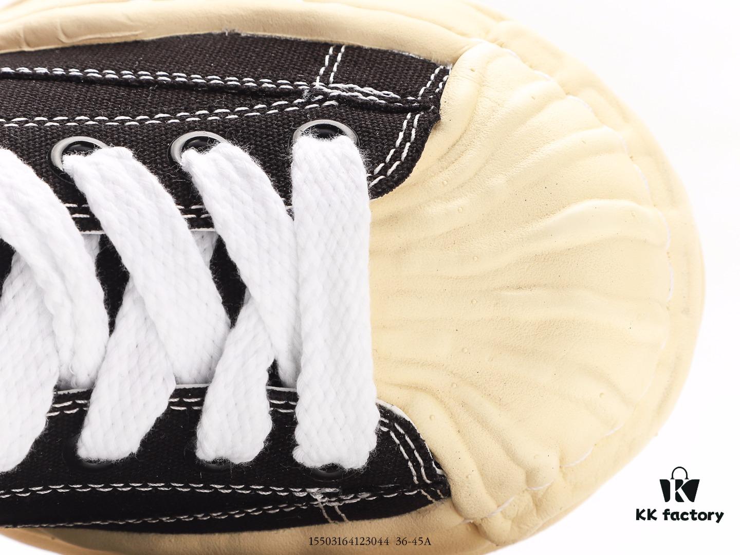 MMYMaison MIHARA YASUHIRO Wayne Original Sole Leather Low Sneaker, Shell-Toe Style Distorted Melting Ice Cream Design, Developed from Original Last and Pattern, Full-Grain Top Grain Leather Upper, Newly Developed Dual-Mold Single-Injection EVA Midsole with Ventilation Holes, Integrated Durable Rubber Outsole