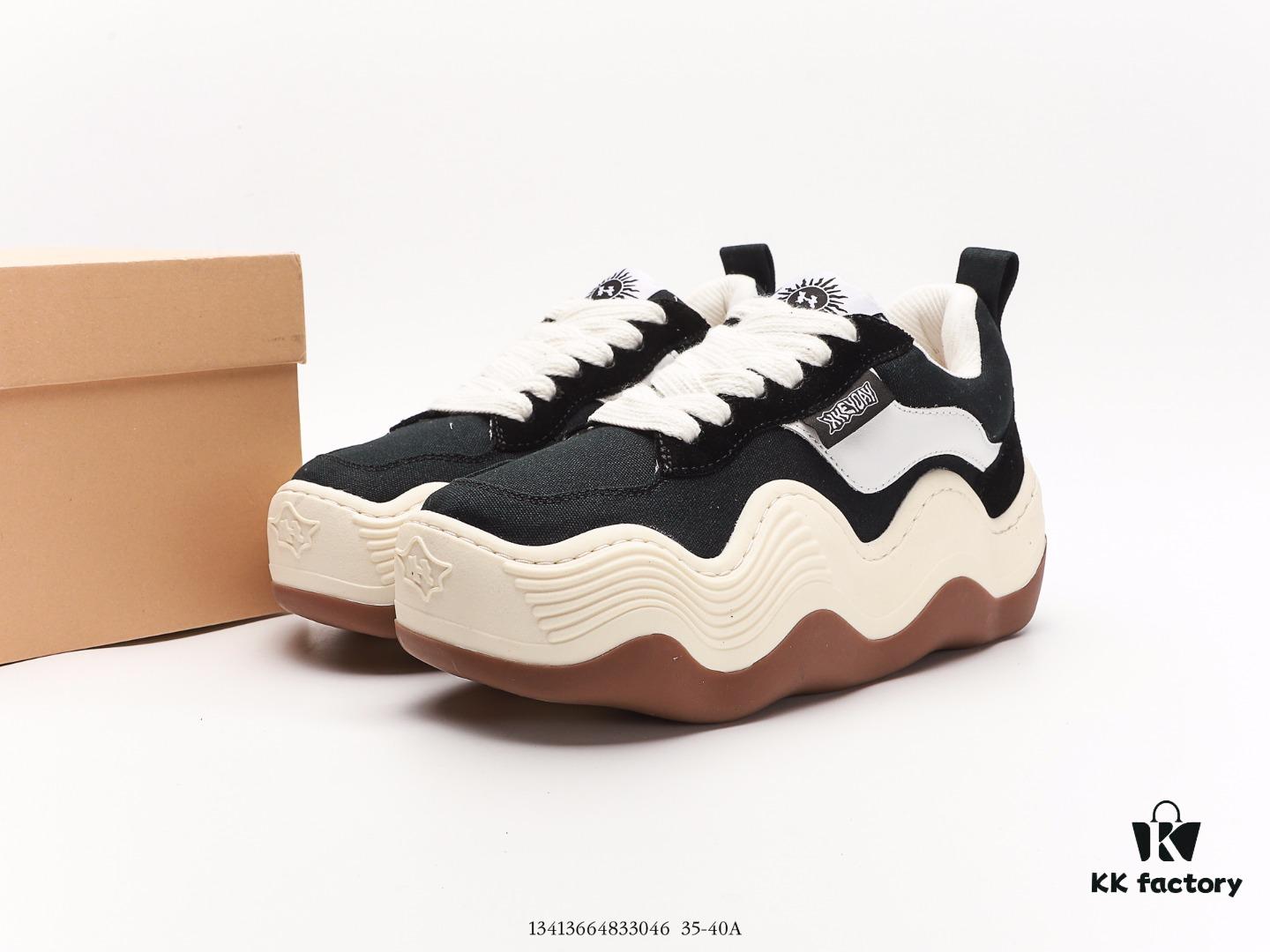 XKEYOAY Fashion Brand Maison MIHARA YASUHIRO Wayne Original Sole Leather Low Sneaker with Deformed Wavy Outsole, Versatile Casual Sports Skate Shoe