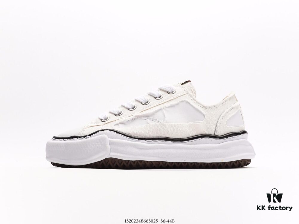 Miyama Maison MIHARA YASUHIRO Original Sole Canvas Low-Top Sneakers with Canvas and Leather Patchwork, Distorted Ice Cream Sole Casual Shoes