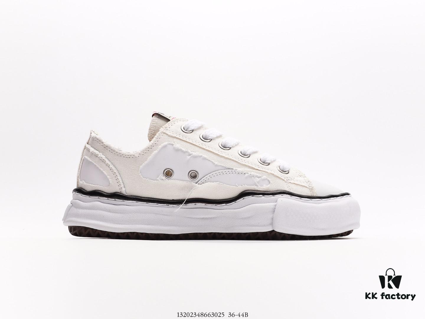 Miyama Maison MIHARA YASUHIRO Original Sole Canvas Low-Top Sneakers with Canvas and Leather Patchwork, Distorted Ice Cream Sole Casual Shoes