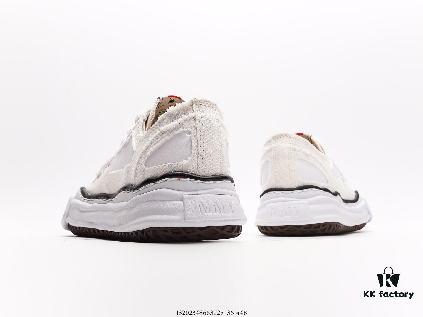 Miyama Maison MIHARA YASUHIRO Original Sole Canvas Low-Top Sneakers with Canvas and Leather Patchwork, Distorted Ice Cream Sole Casual Shoes