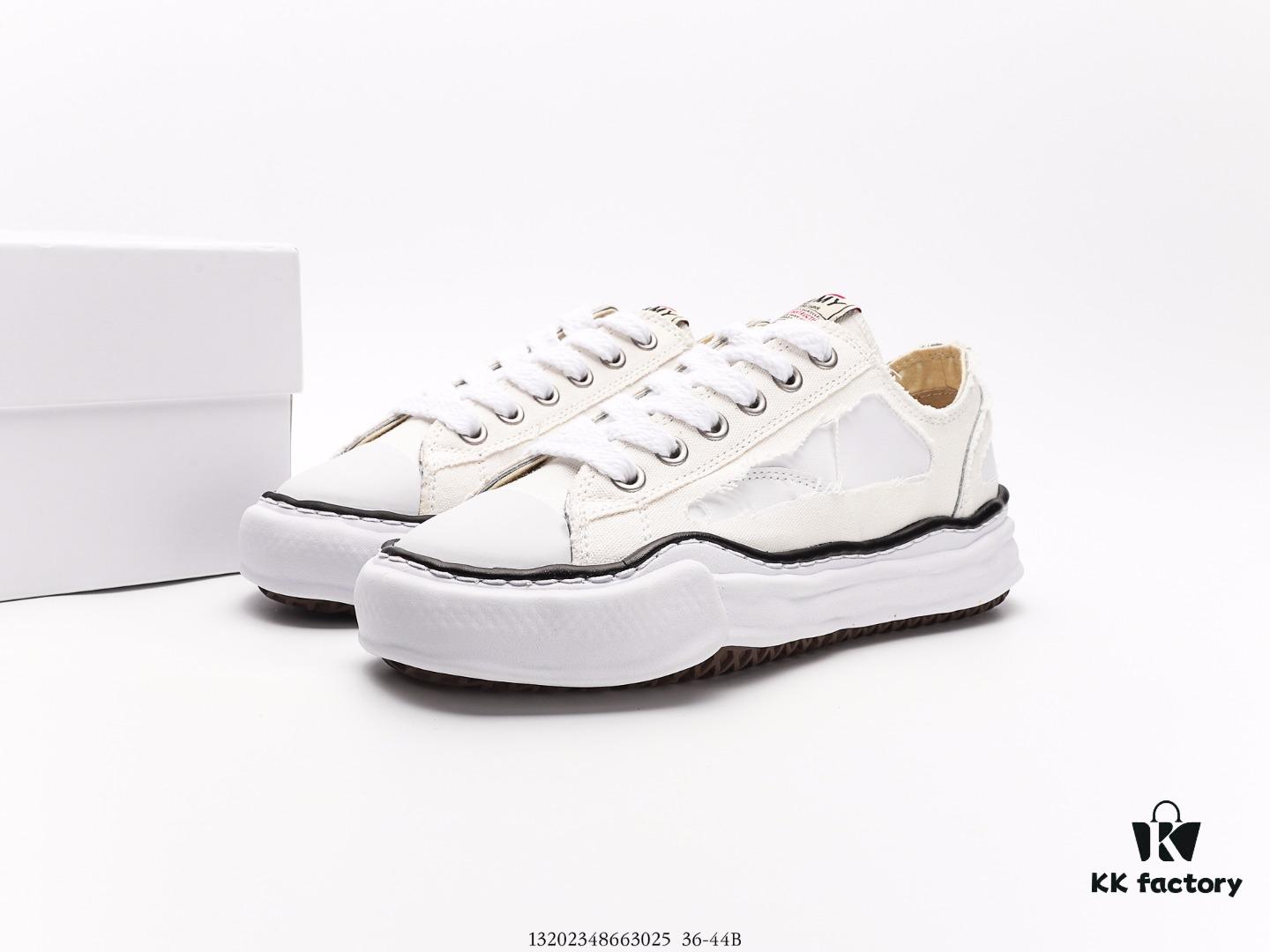 Miyama Maison MIHARA YASUHIRO Original Sole Canvas Low-Top Sneakers with Canvas and Leather Patchwork, Distorted Ice Cream Sole Casual Shoes
