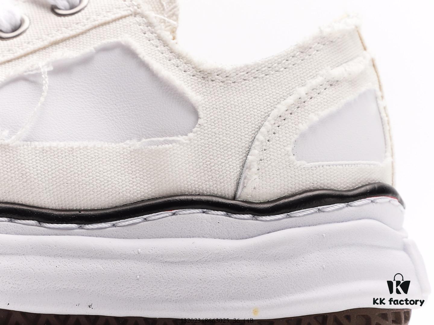 Miyama Maison MIHARA YASUHIRO Original Sole Canvas Low-Top Sneakers with Canvas and Leather Patchwork, Distorted Ice Cream Sole Casual Shoes