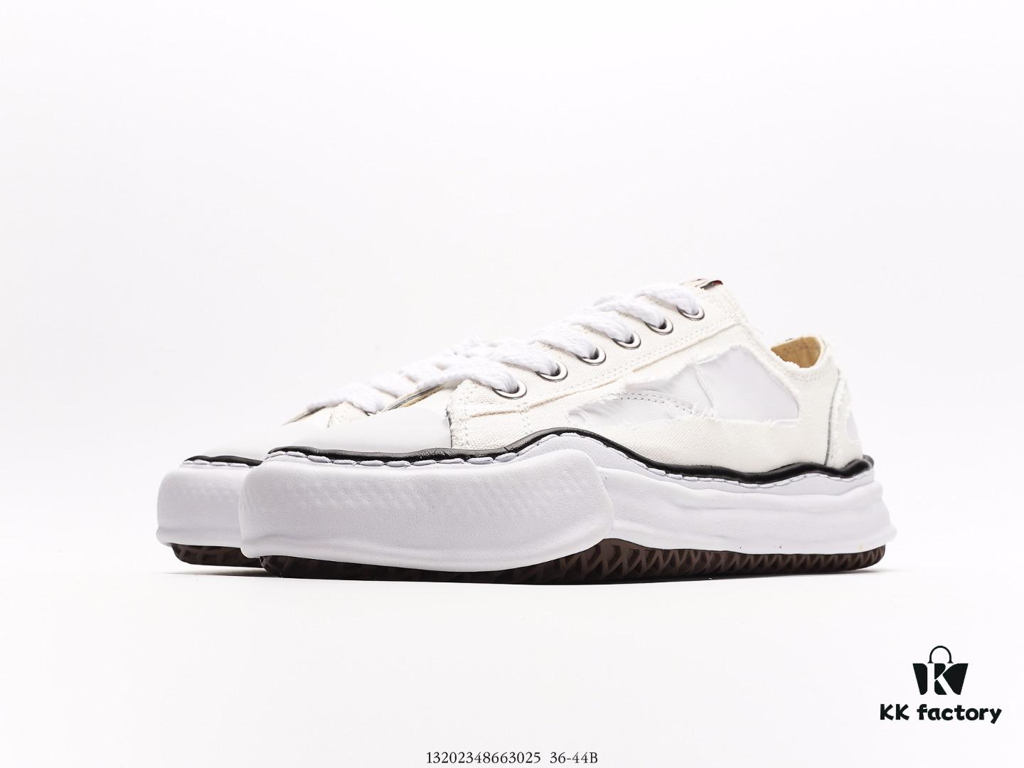 Miyama Maison MIHARA YASUHIRO Original Sole Canvas Low-Top Sneakers with Canvas and Leather Patchwork, Distorted Ice Cream Sole Casual Shoes