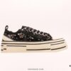 xVESSEL G.O.P. High Paisley Ddropping Deconstructed Overlapping Platform Cork Low-Top Versatile Height-Increasing Canvas Vulcanized Sneakers by Wu Jianhao's Personal Avant-Garde Brand