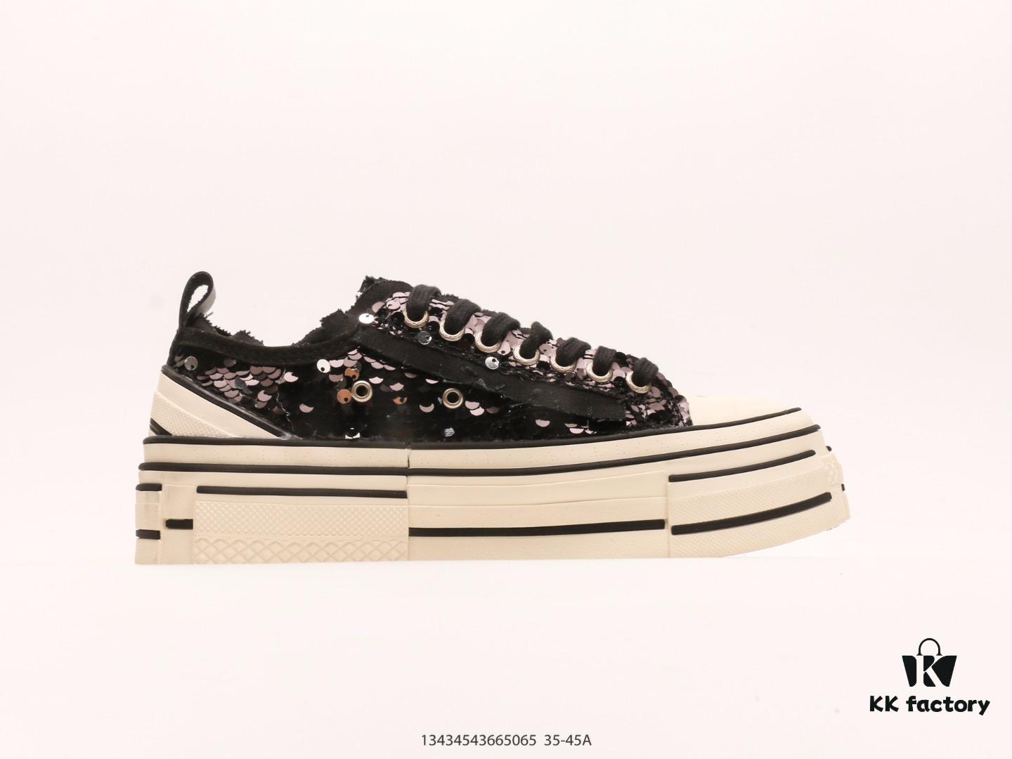 xVESSEL G.O.P. High Paisley Ddropping Deconstructed Overlapping Platform Cork Low-Top Versatile Height-Increasing Canvas Vulcanized Sneakers by Wu Jianhao's Personal Avant-Garde Brand