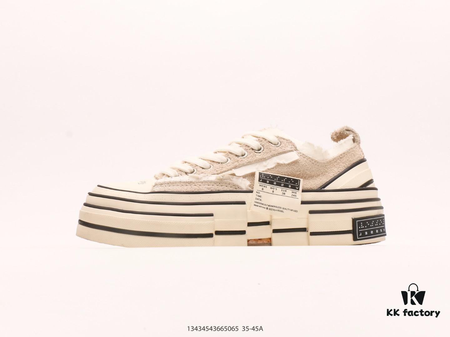 xVESSEL G.O.P. High Paisley Ddropping Deconstructed Overlapping Platform Cork Low-Top Versatile Elevating Canvas Vulcanized Sneakers