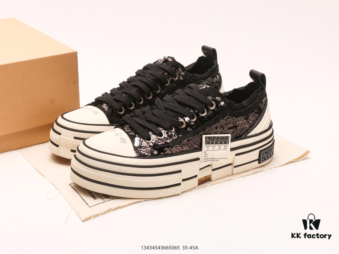 xVESSEL G.O.P. High Paisley Ddropping Deconstructed Overlapping Platform Cork Low-Top Versatile Height-Increasing Canvas Vulcanized Sneakers by Wu Jianhao's Personal Avant-Garde Brand