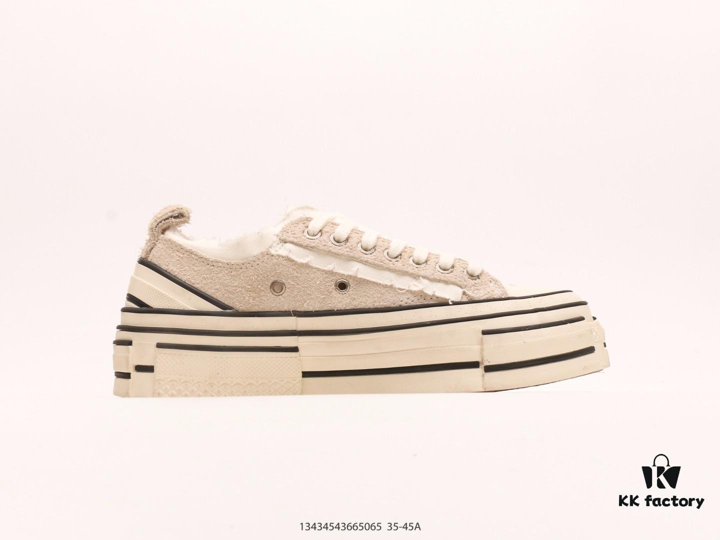 xVESSEL G.O.P. High Paisley Ddropping Deconstructed Overlapping Platform Cork Low-Top Versatile Elevating Canvas Vulcanized Sneakers