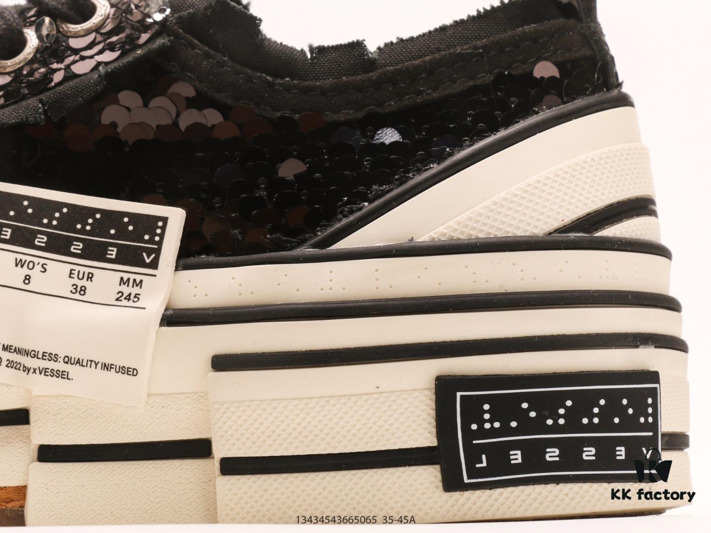 xVESSEL G.O.P. High Paisley Ddropping Deconstructed Overlapping Platform Cork Low-Top Versatile Height-Increasing Canvas Vulcanized Sneakers by Wu Jianhao's Personal Avant-Garde Brand