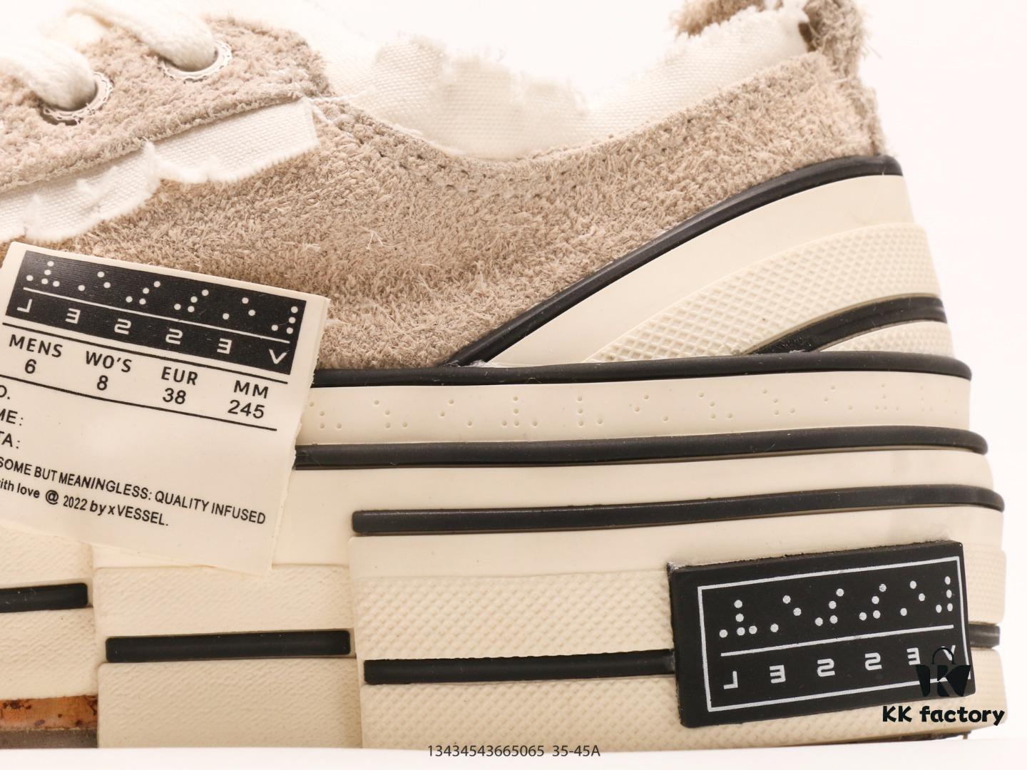 xVESSEL G.O.P. High Paisley Ddropping Deconstructed Overlapping Platform Cork Low-Top Versatile Elevating Canvas Vulcanized Sneakers