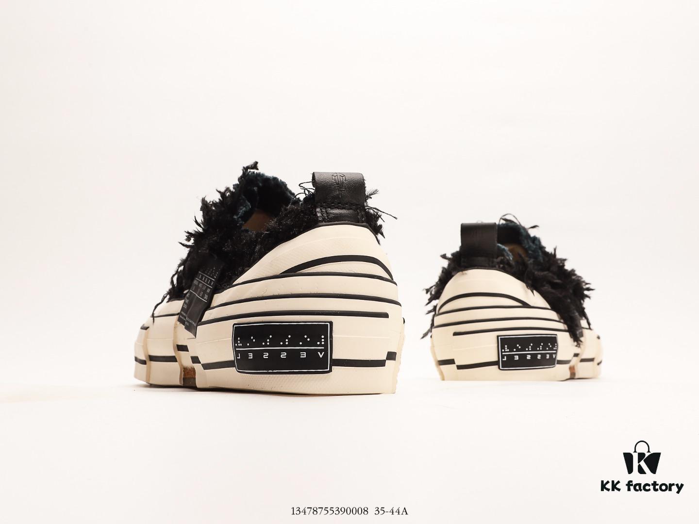 Wu Jianhao's Personal Avant-garde Brand xVESSEL G.O.P. Low Unisex Canvas Vulcanized Sneakers with Deconstructed Layered Cork Thick Sole for Height Increase