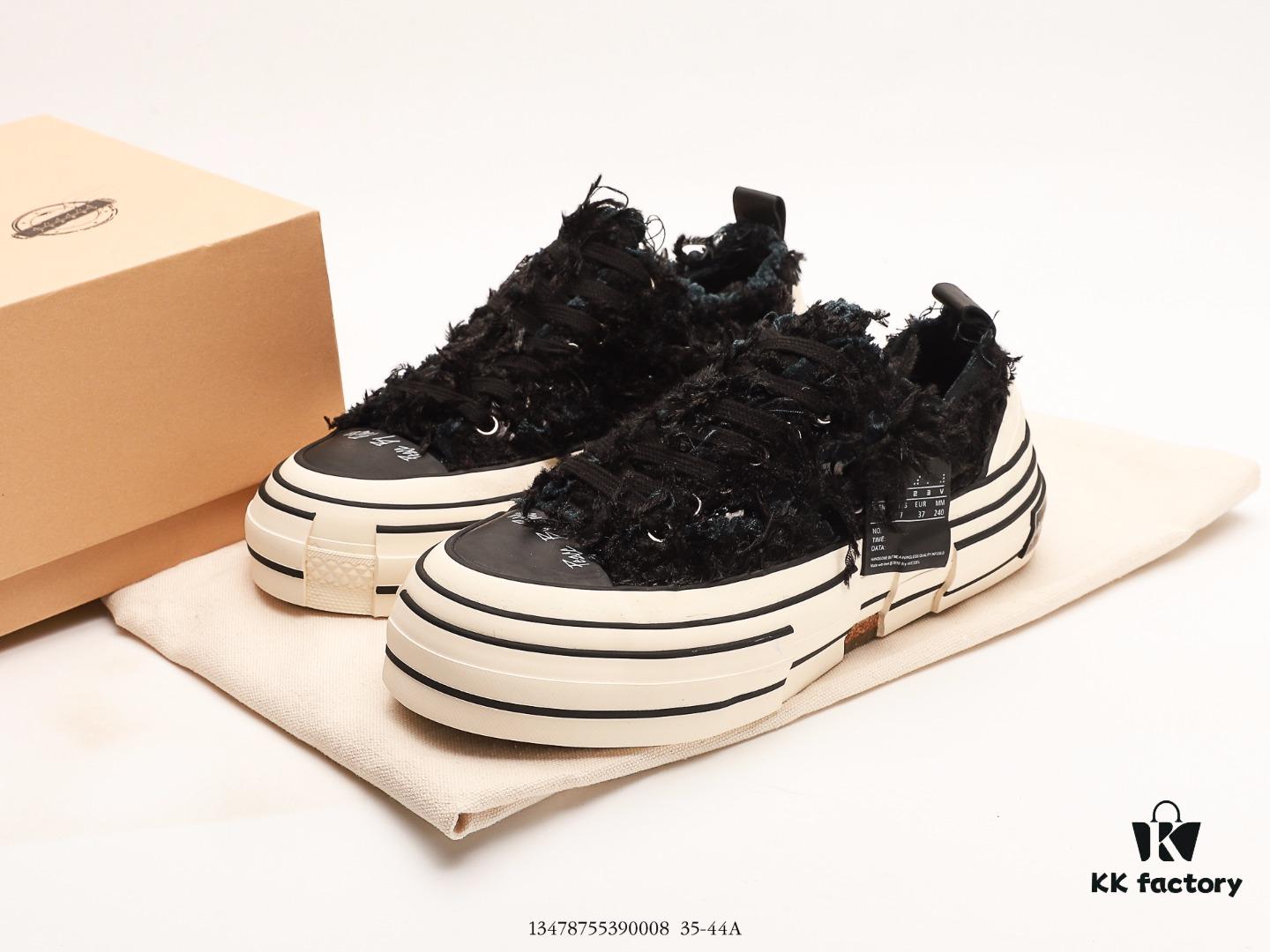 Wu Jianhao's Personal Avant-garde Brand xVESSEL G.O.P. Low Unisex Canvas Vulcanized Sneakers with Deconstructed Layered Cork Thick Sole for Height Increase