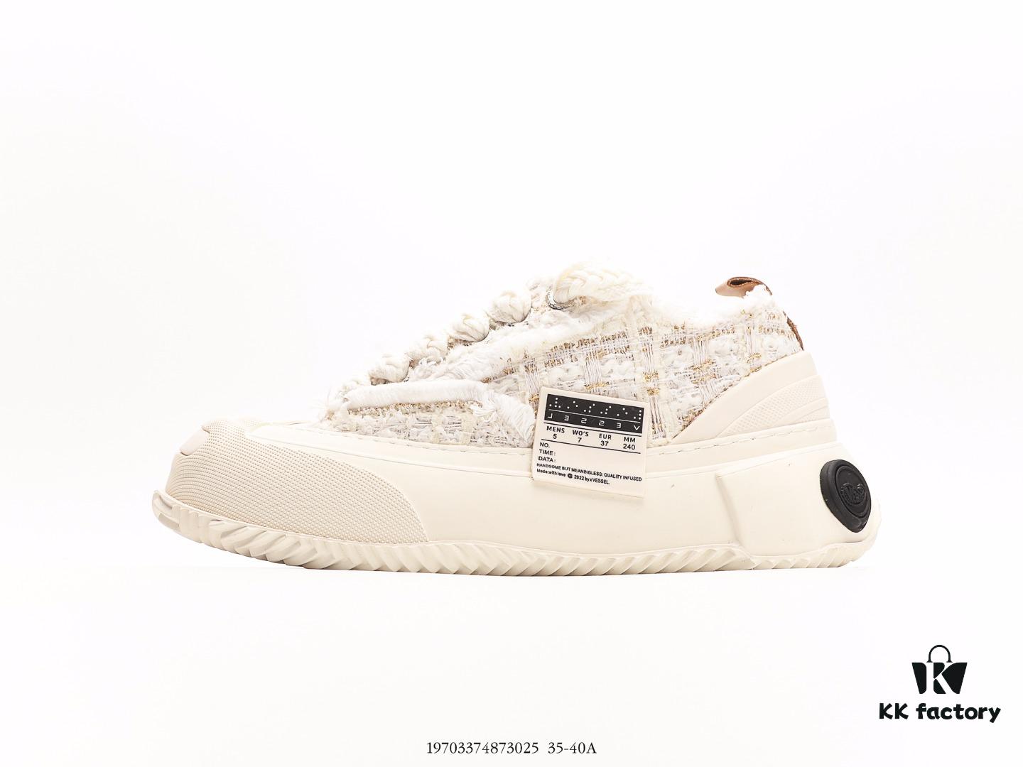 Wu Jianhao's Personal Avant-garde Brand xVESSEL G.O.P. Low Unisex Canvas Sneakers with Deconstructed Overlapping Cork Thick Sole and Vulcanized Flat Shoe Design