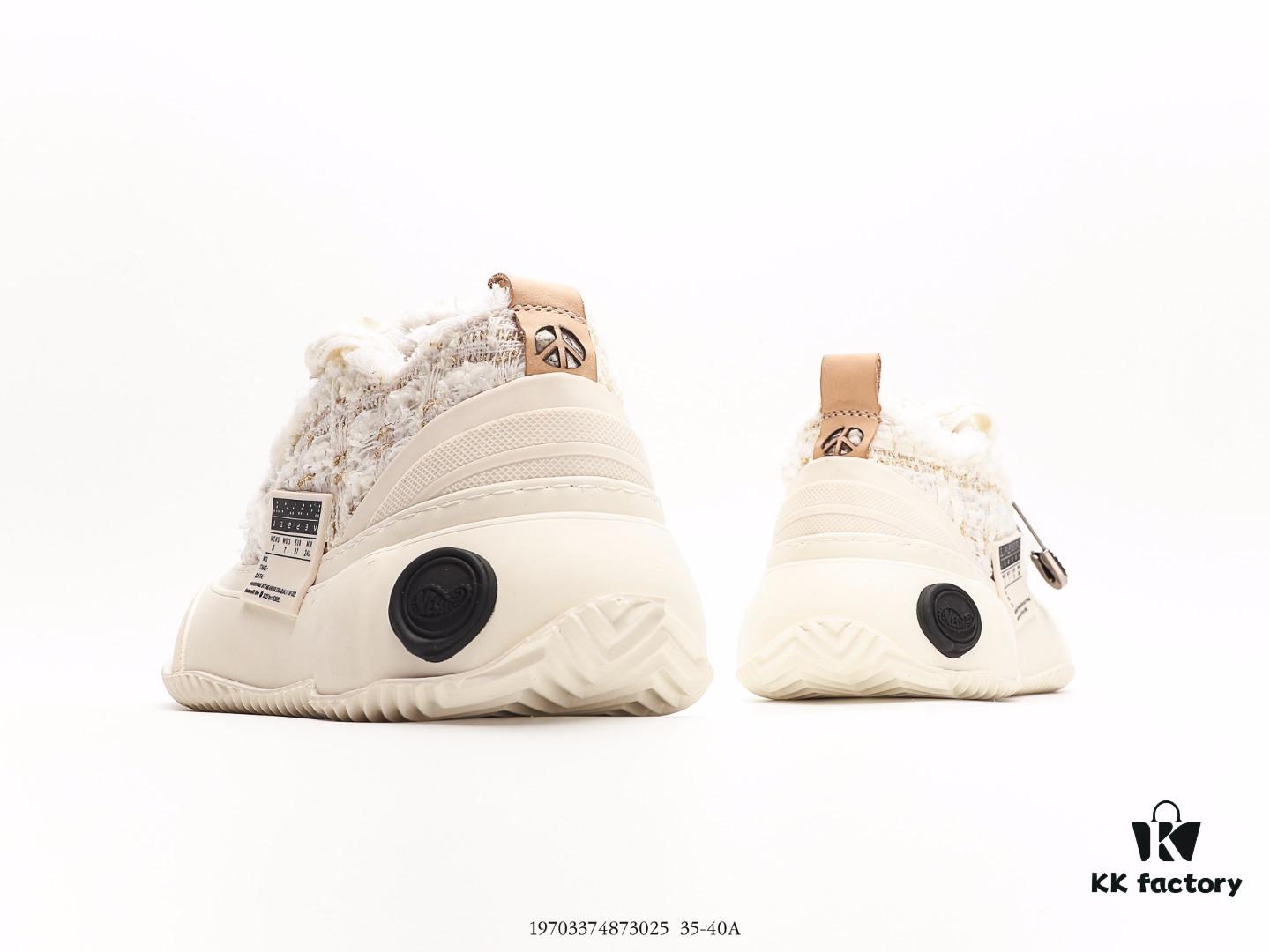 Wu Jianhao's Personal Avant-garde Brand xVESSEL G.O.P. Low Unisex Canvas Sneakers with Deconstructed Overlapping Cork Thick Sole and Vulcanized Flat Shoe Design