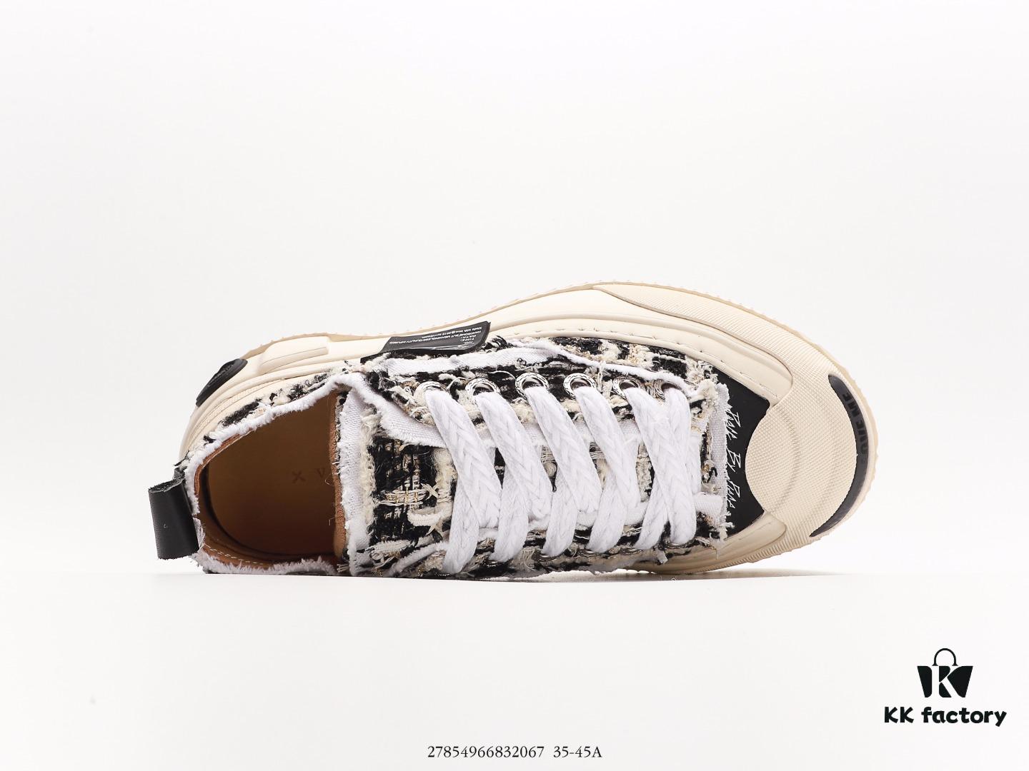 xVESSEL G.O.P. 2.0 MARSHMALLOW Lows, Deconstructed Overlapping Platform Cork Low-Top Canvas Vulcanized Sneakers from WU JIANHAO's Fashion Label