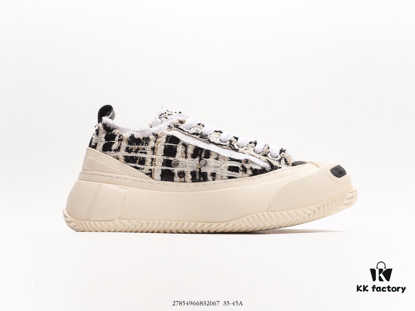 xVESSEL G.O.P. 2.0 MARSHMALLOW Lows, Deconstructed Overlapping Platform Cork Low-Top Canvas Vulcanized Sneakers from WU JIANHAO's Fashion Label