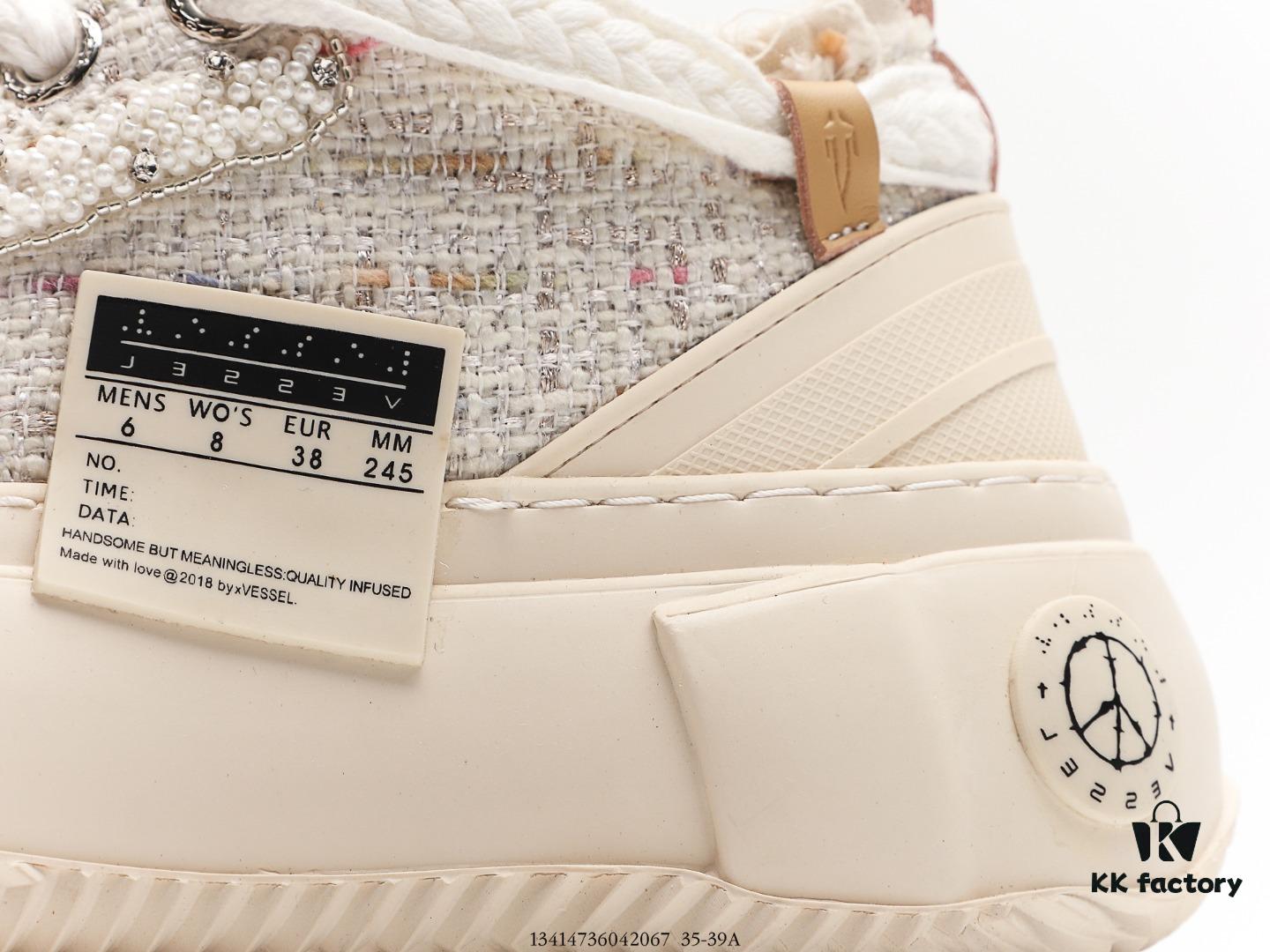 Wu Jianhao 2.0 - SMILENCE Hidden Edition! xVESSEL G.O.P. 2.0 MARSHMALLOW Lows 'Peace by Piece' Deconstructed Overlaid Platform Canvas Vulcanized Shoes