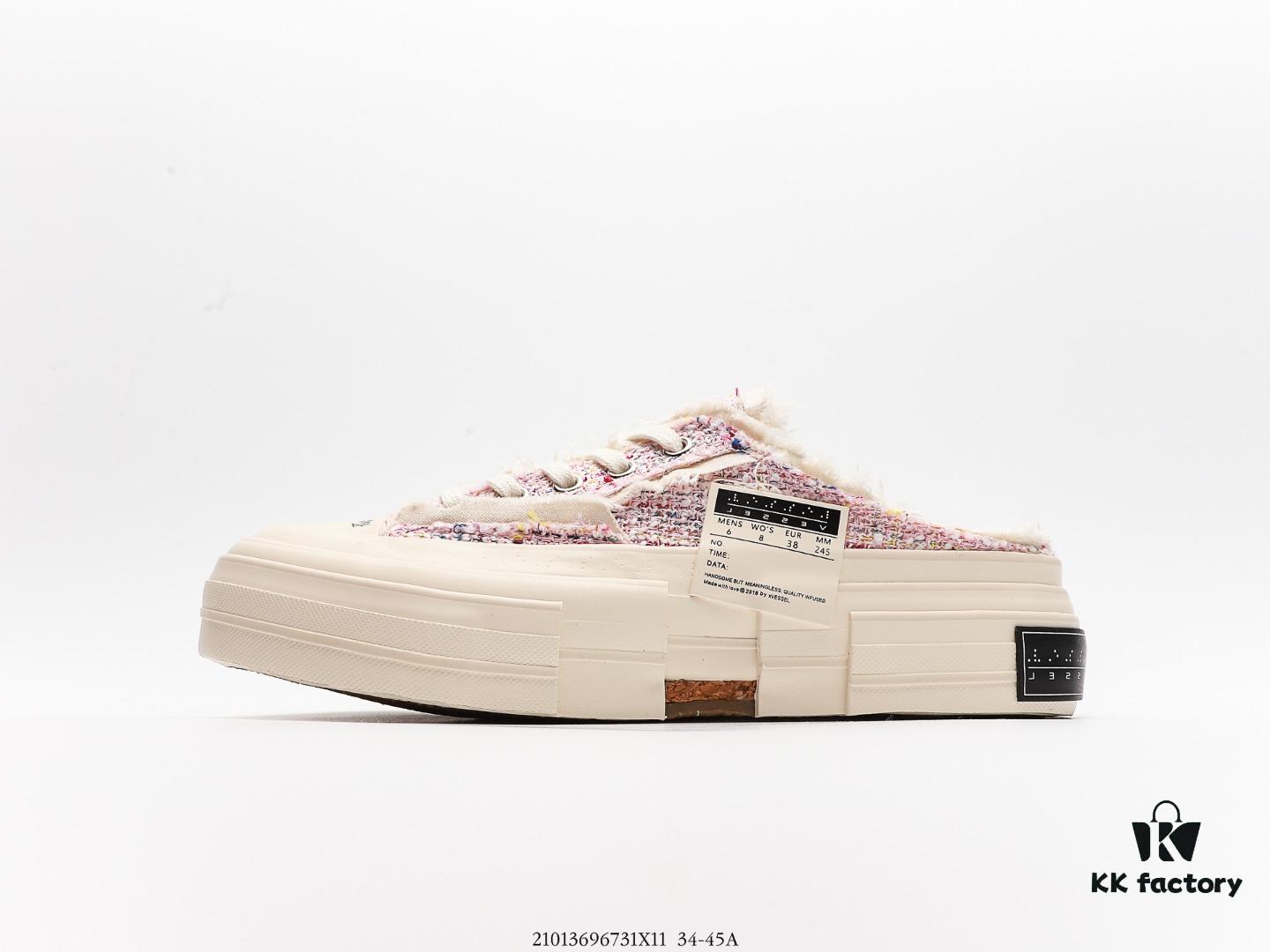 xVESSEL G.O.P. Low Unisex Deconstructed Overlapping Platform Canvas Vulcanized Shoes with Cork Insole – Handcrafted, Vintage Tassel Design, 12-Ounce Durable Canvas, NFC Anti-Counterfeit Tag