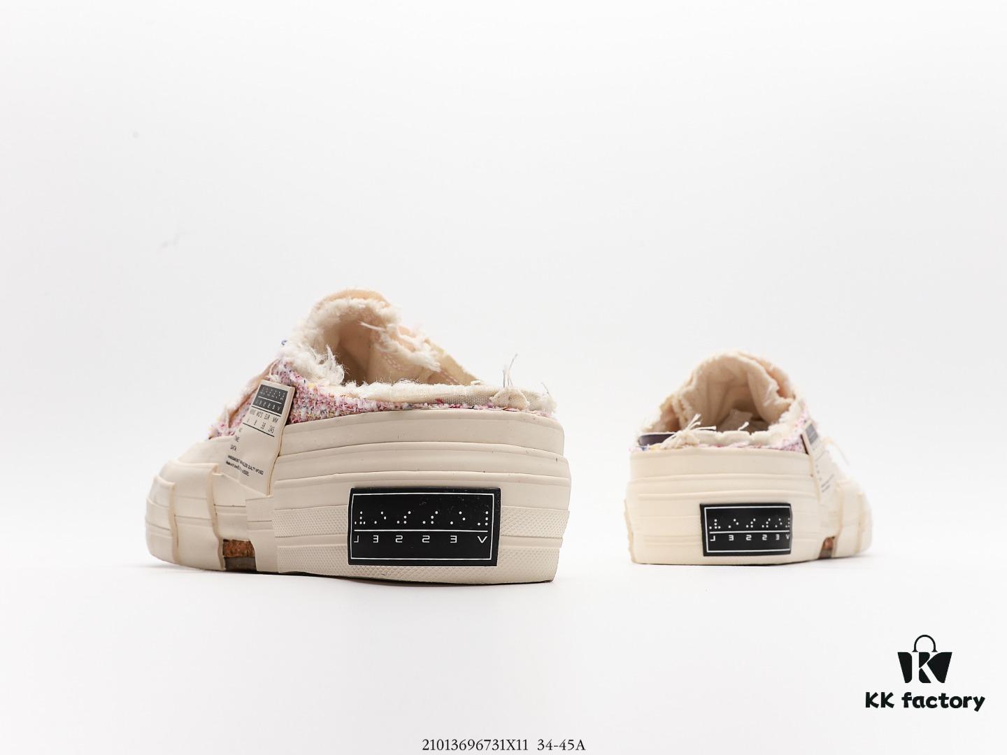 xVESSEL G.O.P. Low Unisex Deconstructed Overlapping Platform Canvas Vulcanized Shoes with Cork Insole – Handcrafted, Vintage Tassel Design, 12-Ounce Durable Canvas, NFC Anti-Counterfeit Tag