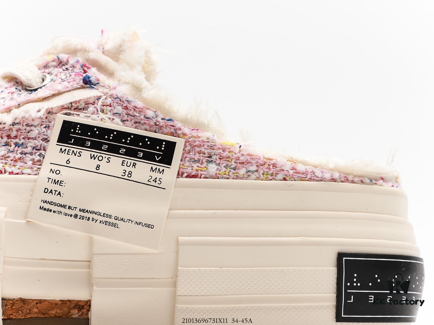 xVESSEL G.O.P. Low Unisex Deconstructed Overlapping Platform Canvas Vulcanized Shoes with Cork Insole – Handcrafted, Vintage Tassel Design, 12-Ounce Durable Canvas, NFC Anti-Counterfeit Tag