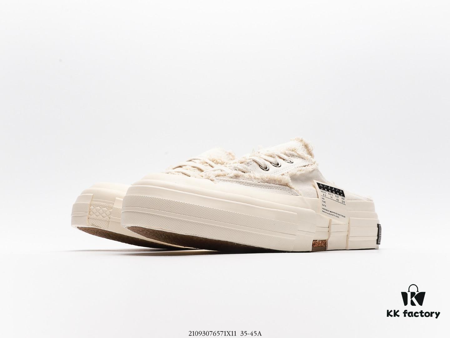 xVESSEL G.O.P. Low Unisex Deconstructed Overlapping Platform Cork Insole Canvas Vulcanized Sneakers by Wu Jianhao's Personal Brand