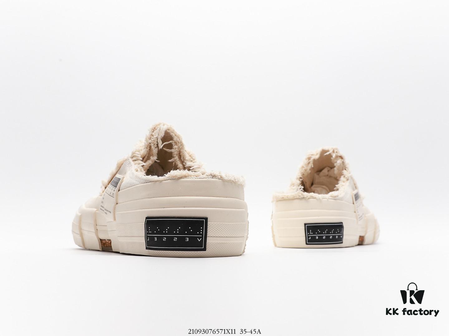 xVESSEL G.O.P. Low Unisex Deconstructed Overlapping Platform Cork Insole Canvas Vulcanized Sneakers by Wu Jianhao's Personal Brand