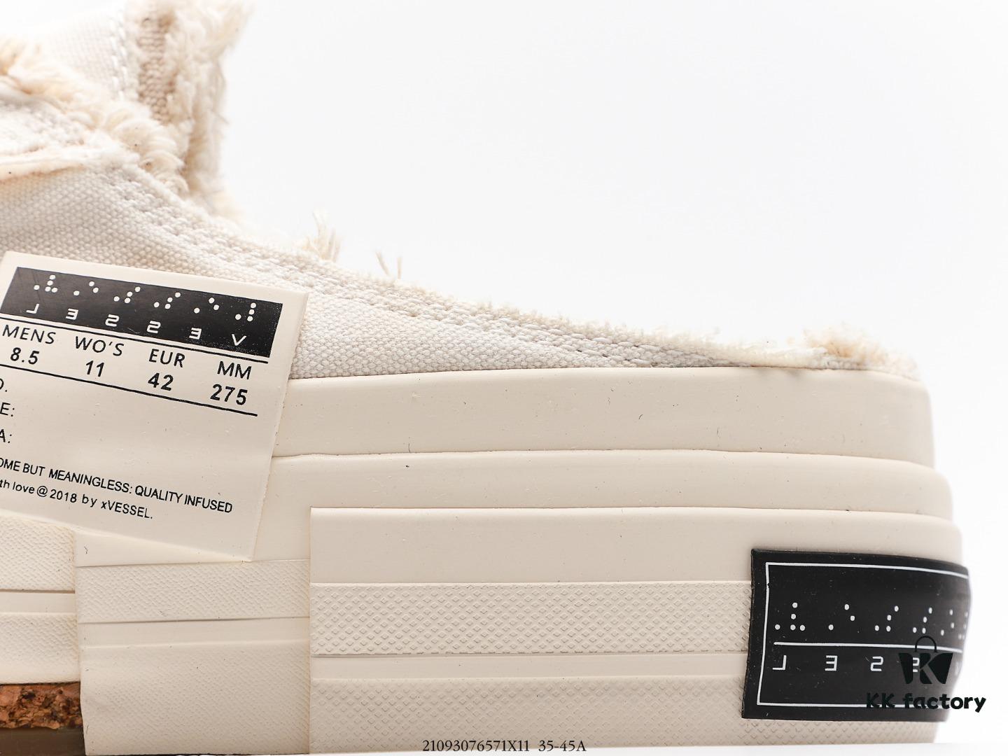 xVESSEL G.O.P. Low Unisex Deconstructed Overlapping Platform Cork Insole Canvas Vulcanized Sneakers by Wu Jianhao's Personal Brand