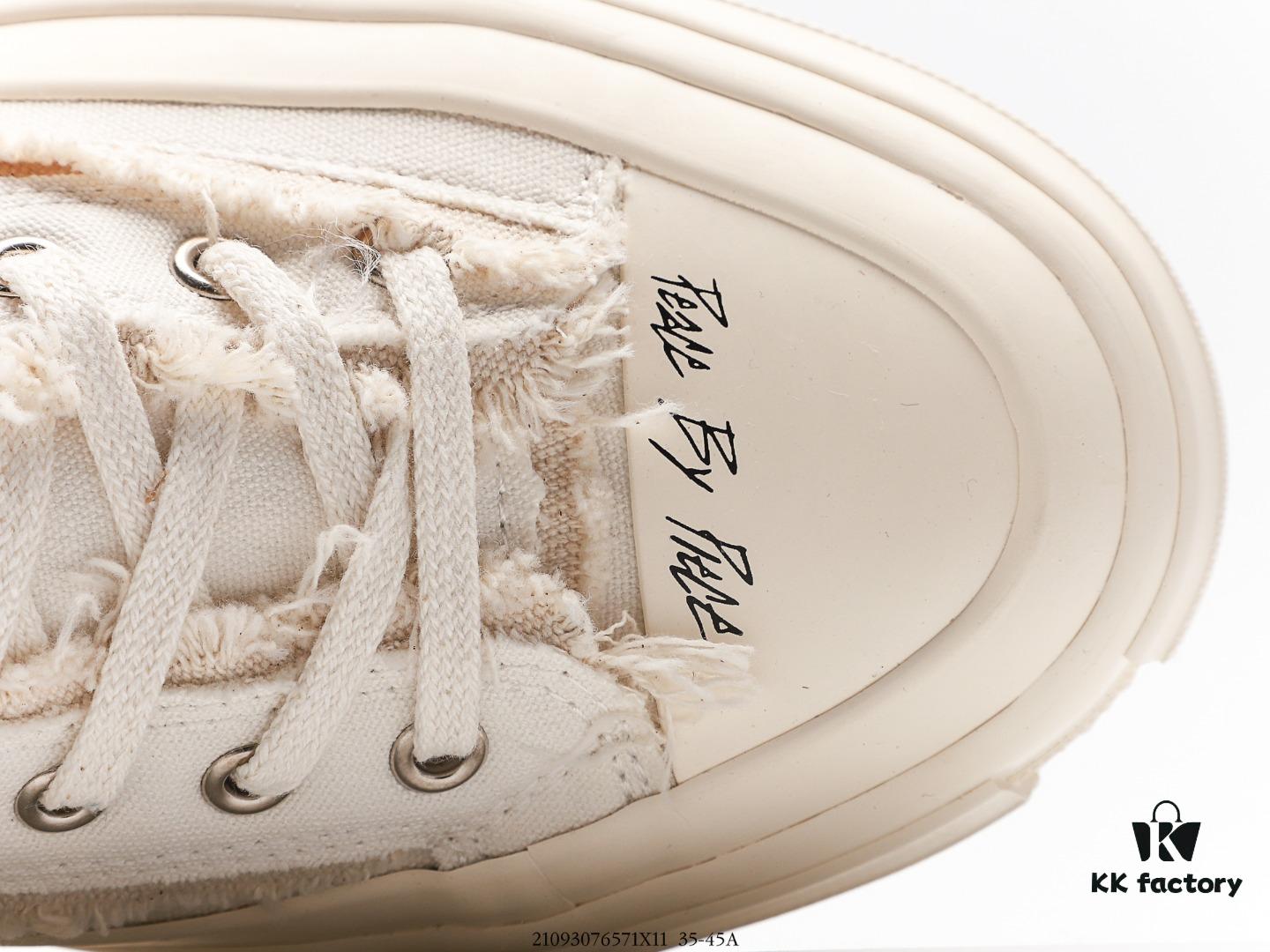 xVESSEL G.O.P. Low Unisex Deconstructed Overlapping Platform Cork Insole Canvas Vulcanized Sneakers by Wu Jianhao's Personal Brand