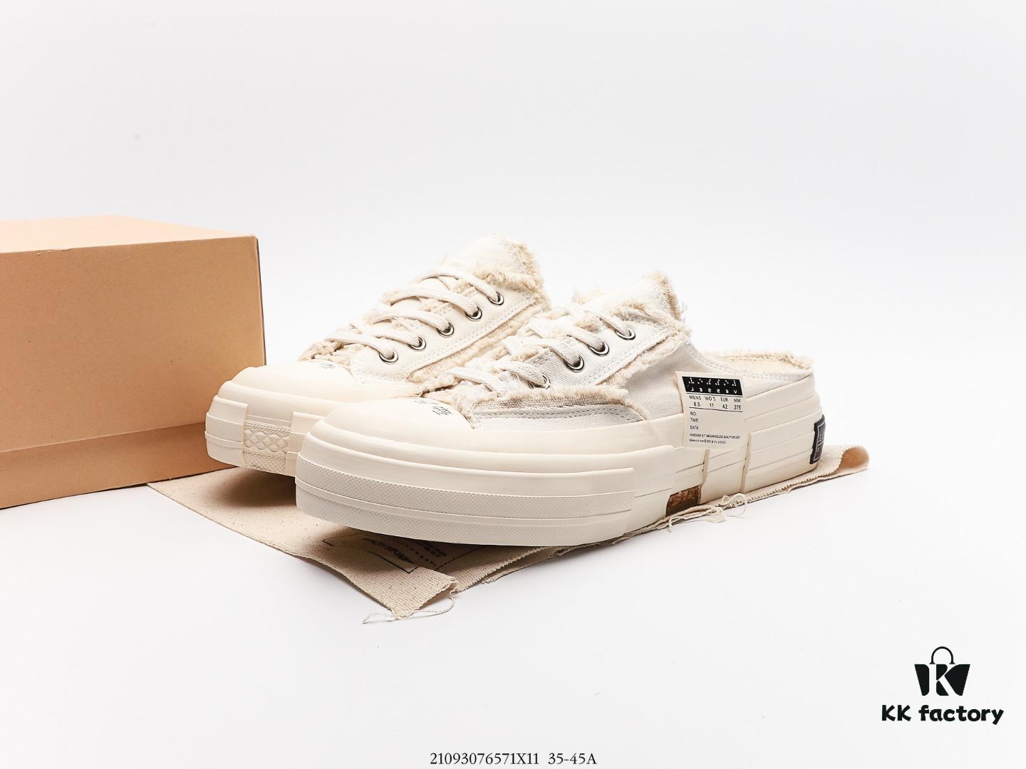 xVESSEL G.O.P. Low Unisex Deconstructed Overlapping Platform Cork Insole Canvas Vulcanized Sneakers by Wu Jianhao's Personal Brand