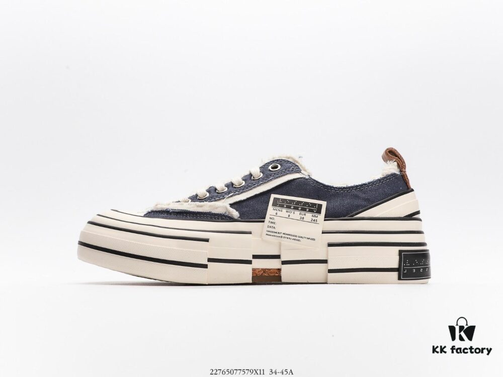 xVESSEL G.O.P. Low Unisex Deconstructed Overlapping Platform Cork Low-Top Canvas Vulcanized Shoes by Van Ness Wu's Personal Avant-Garde Brand – Stylish Height-Increasing Sneakers with NFC Anti-Counterfeit Tag, Gradient Effect Original Packaging, Upgraded Thick Cork Insole, Handcrafted Multi-Layer Strip Vulcanization Technique, 12-Ounce Durable Comfortable Canvas Fabric, Tassel Distressed Vintage Effect